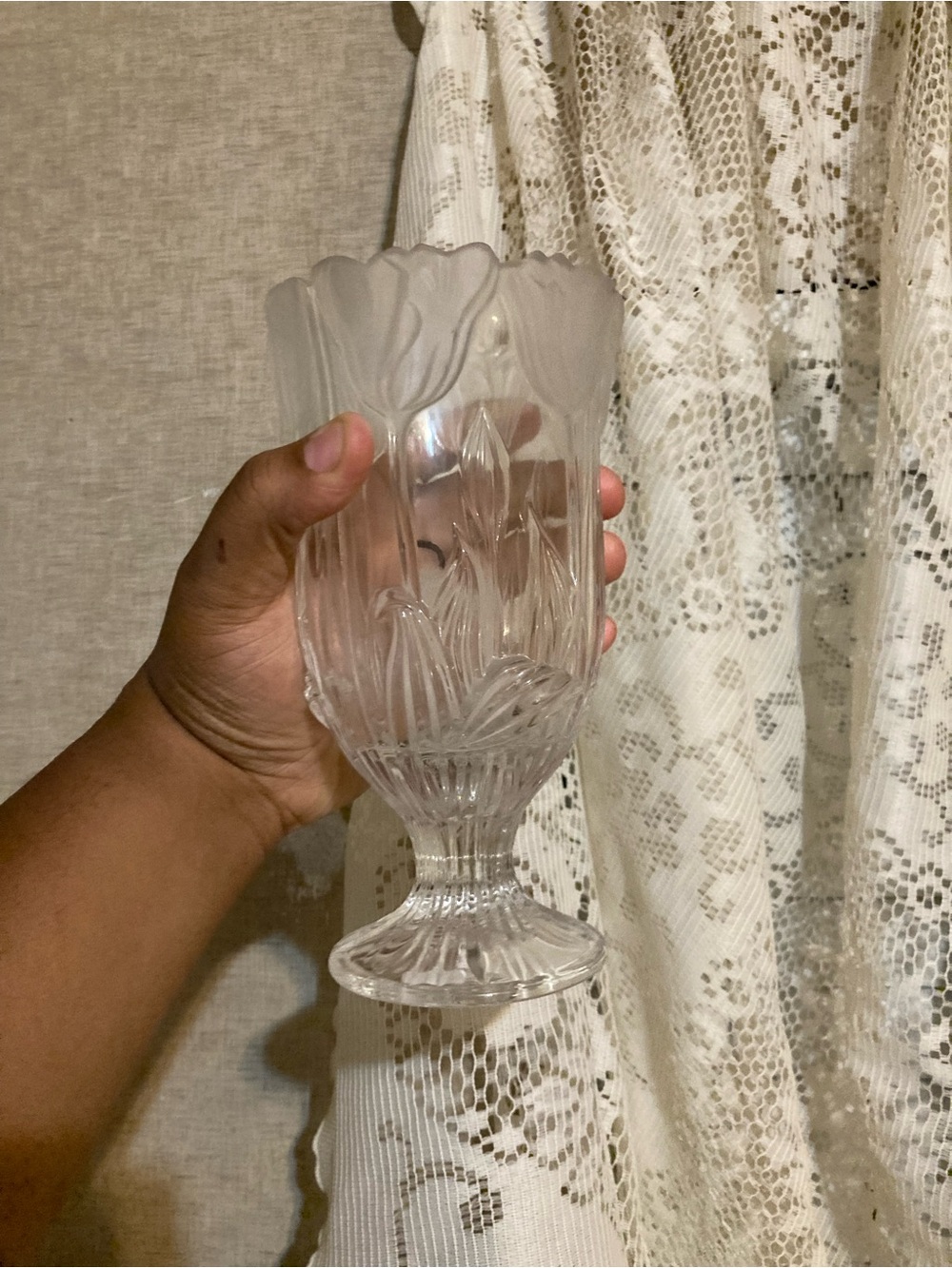 Clear Glass Pedestal Vase - Classic Tulip Design